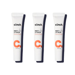 three cinch minty lip balm in with white background