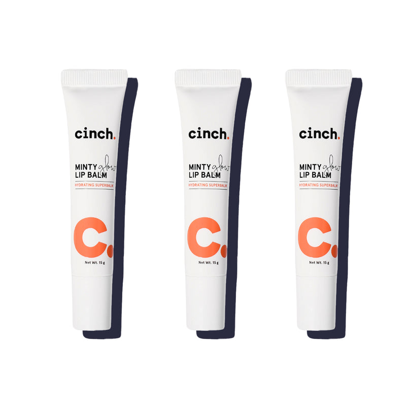 three cinch minty lip balm in with white background