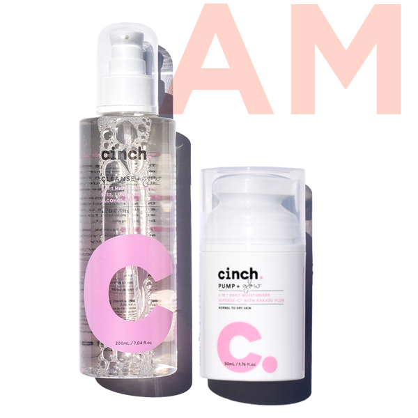 cinch bye bye dry set , cleanse + glow and pump + glow